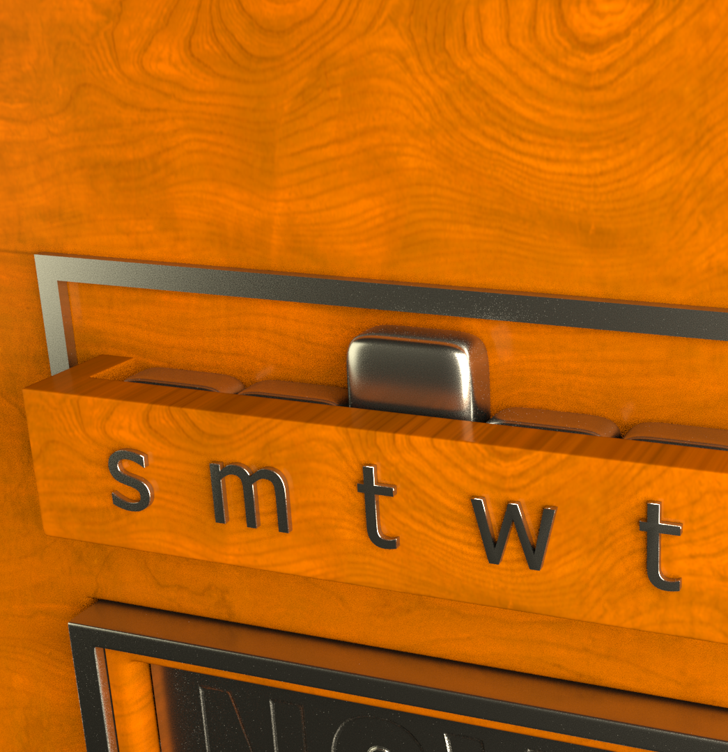 Day of the week mechanism — seven lettered tabs